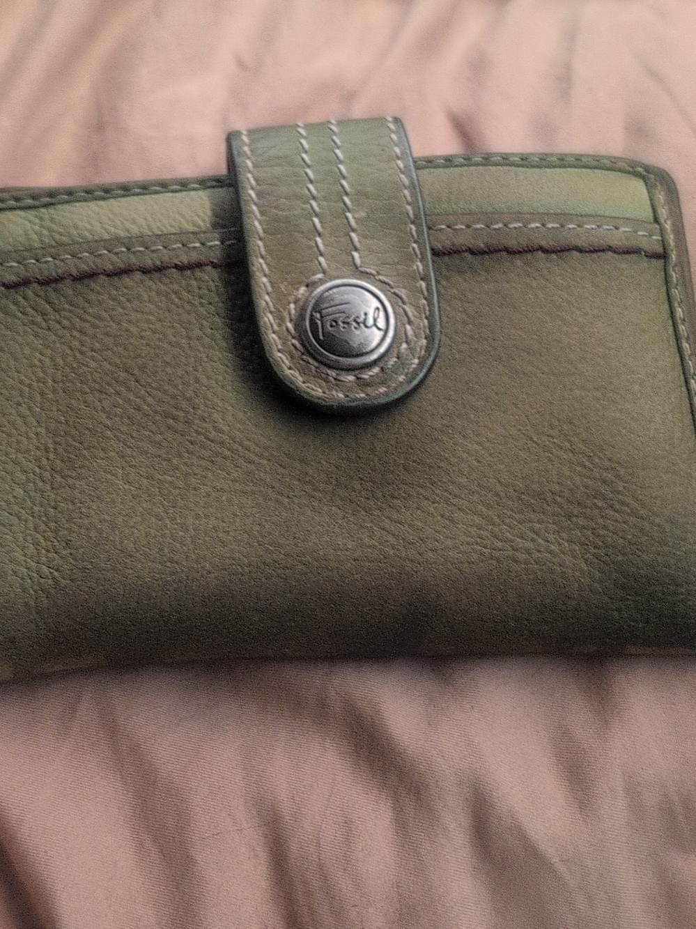 Fossil Olive Green Leather Card Holder Wallet